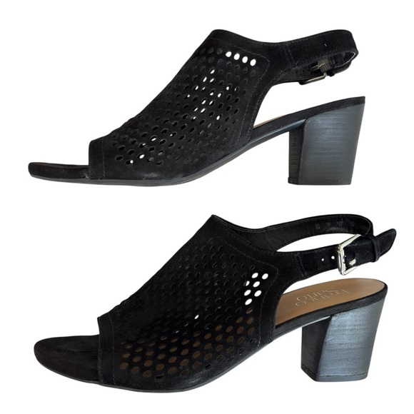 Franco Sarto Monaco2 Womens Dress Sandal Sz 9 Slingback Laser Cut Black Leather - Picture 5 of 14